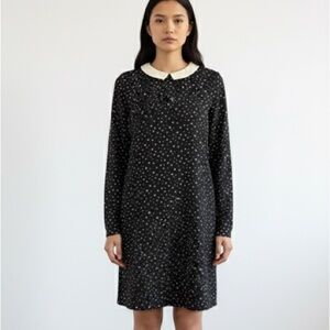 Scotch & Soda black & white star print long sleeve dress - Small (Petite)